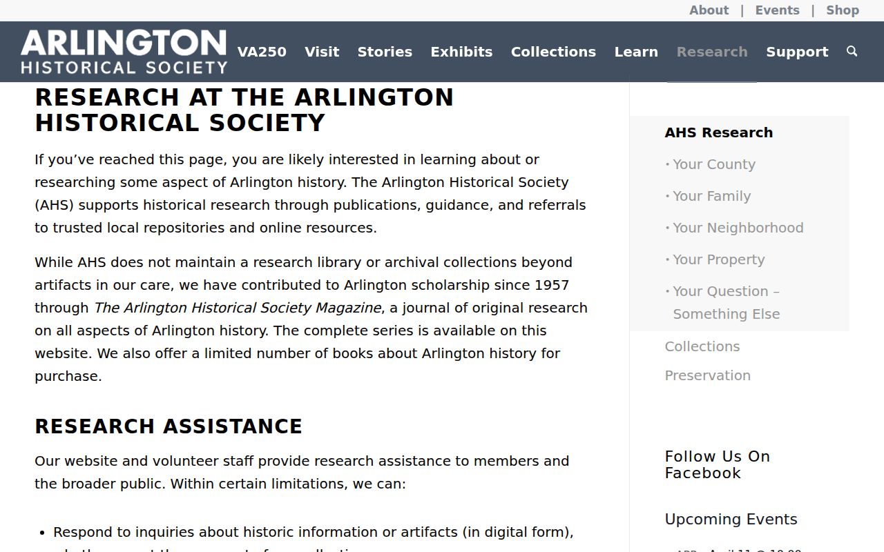 Arlington city directory Historical Society research referrals