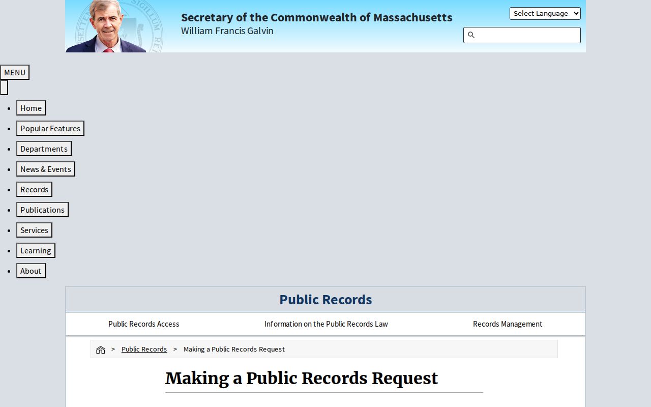 Arlington residents directory view of Massachusetts Public Records Law request guidance