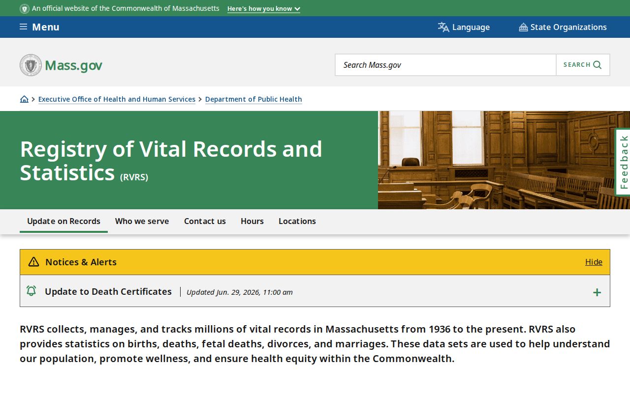 Arlington residents directory view of Massachusetts Registry of Vital Records and Statistics information