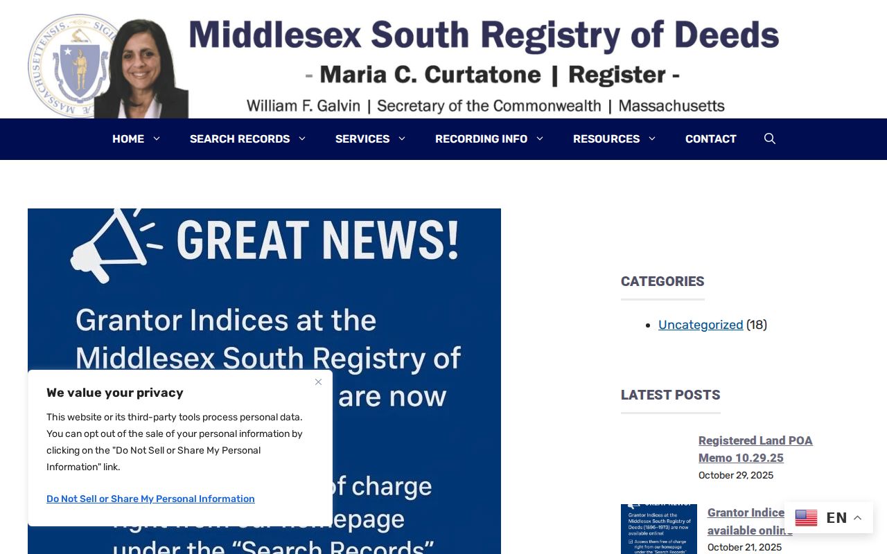 Arlington previous residents Middlesex South grantor index expansion