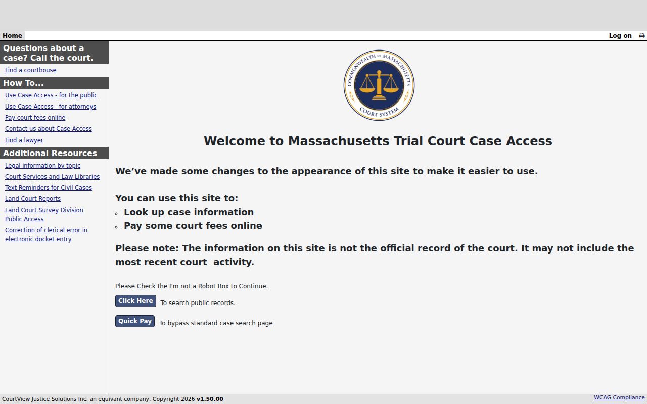 Arlington resident lookup MassCourts public docket search