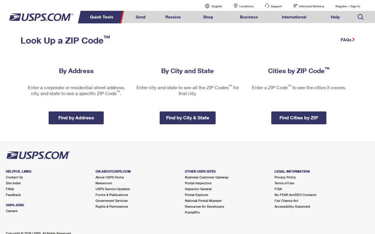 Arlington ZIP code directory USPS address lookup fields